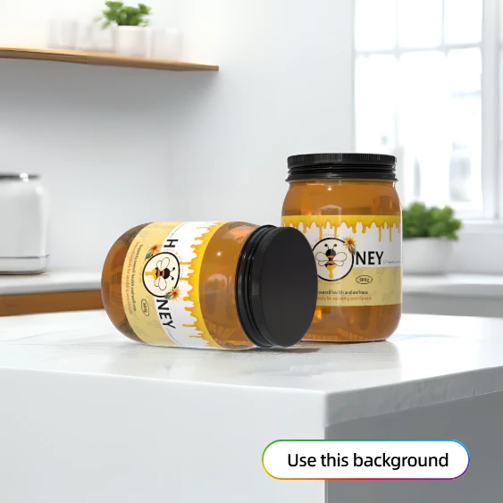 Honey packaging AI changes background