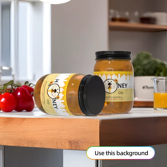 Honey packaging AI changes background